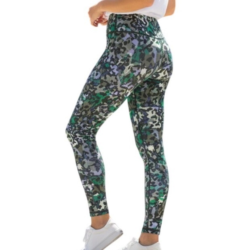 Offline by Aerie Abstract Camo Print High Waisted Leggings Green Black - XS